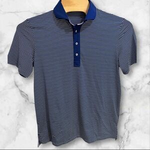 NEW With Tags GREYSON Poly‎ Spandex Polo Golf Shirt Blue White Stripe Size Large